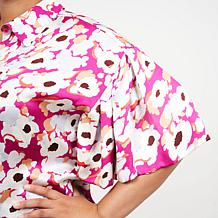 La Joie Flutter-Sleeve Button Front Printed Blouse