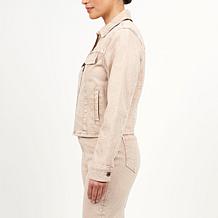 La Joie Marble Denim Cropped Zip-Up Jacket