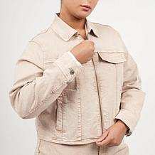 La Joie Marble Denim Cropped Zip-Up Jacket