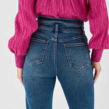 La Joie Notched Waist Straight-Leg Denim Jean