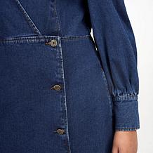 La Joie Puff Sleeve Denim Wrap Dress