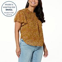 La Joie Smocked Pico Edge Flutter Top