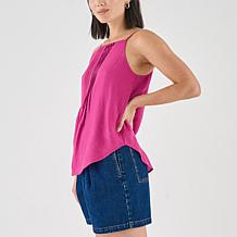 La Joie Woven Crinkled Georgette Pintucked Cami