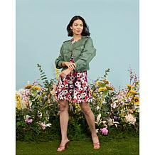 La Joie Woven Denim Cropped Utility Jacket