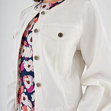 La Joie Woven Denim Cropped Utility Jacket