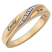 Ladies Diamond Accent Engraved Name Wedding Band