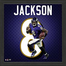 Majestic Threads Men's Majestic Threads Lamar Jackson Cream/Black Baltimore Ravens  Vintage Player Name & Number 3/4-Sleeve Fitted T-Shirt