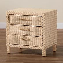 Lanica Japandi Nightstand with Rattan Accents