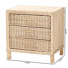 Lanica Japandi Nightstand with Rattan Accents