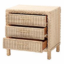 Lanica Japandi Nightstand with Rattan Accents