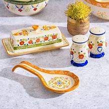 Laurie Gates Tierra 4pc Hand Painted Ceramic Tableware Accessory Set