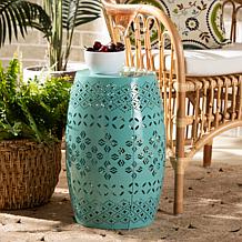 Lavinia Modern and Contemporary Teal Finished Metal Outdoor Side Table