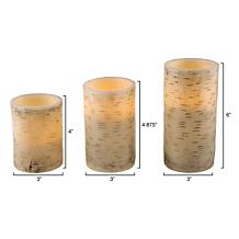 Lavish Home Flickering Flameless LED Candles with Birch Bark- Set of 3