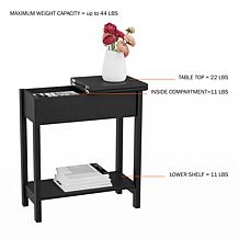 Lavish Home Flip Top Narrow End Table with Storage