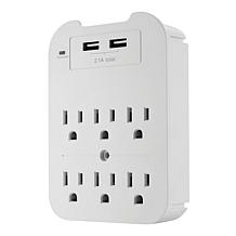 LAX Gadgets 2-pack Surge Protectors with 6 Outlets and 2 USB Ports