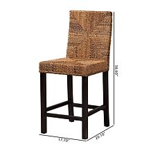 Laymi Boho Counter Stool with Woven Seagrass, 17.7"W x 38.6"H