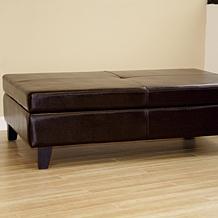 Leather Storage Cocktail Ottoman