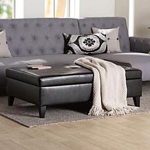 Leather Storage Cocktail Ottoman