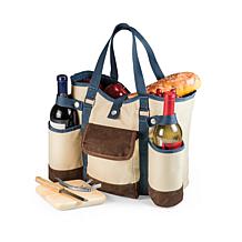 Legacy by Picnic Time Wine Country Tote - Beige w Blue/Brown Accents