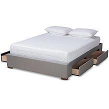 Leni Fabric Upholstered 4-Drawer King Size Platform Storage Bed Frame