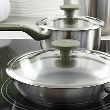 Leo Bolt 8pc Cookware Set with Green Handles