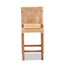 Lesia Mahogany Wood and Rattan Counter Stool