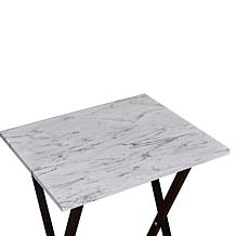 Linon Home Dover White Faux Marble Tray Set - White