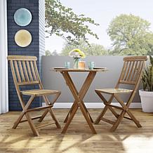 Linon Trent 3-Piece Indoor/Outdoor Teak Café Set