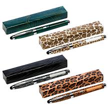 Living Glow Ballpoint Pen w/LED Magnifier, Stylus Head & Ink 4pk