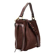 London Fog Leah Faux Suede Crossbody Shoulder Bag with Strap