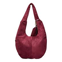 London Fog Lisa Studded Faux Suede Hobo Bag