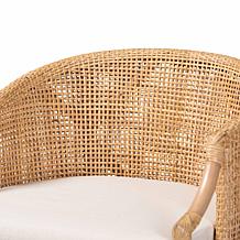 Lumajang Bohemian Rattan Bar Stool with Acacia Wood Base