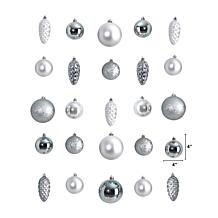 Lux Shatterproof Ornament Set with Storage Container Silver - 23 Co...