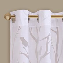 Madison Park Averil Sheer Bird Panel Curtain-White-50x63"