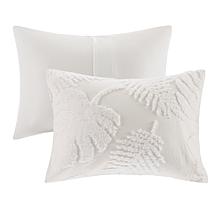 Madison Park Bahari 3-Pc Chenille Palm Duvet Cover Set White F/Q