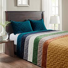 Madison Park Harper Faux Velvet Reversible 3pc Coverlet Set - K/Cal K