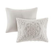 Madison Park Laetitia Tuft Chenille Medallion Comforter Set- Taupe F/Q