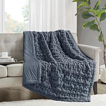 Madison Park Ruched Fur Throw 50" x 60"