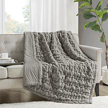 Madison Park Ruched Fur Throw 50" x 60"