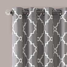 Madison Park Saratoga Fretwork Curtain - Grey - 50"x84"