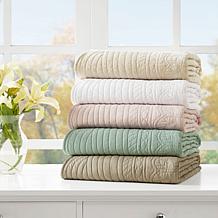 Madison Park Tuscany Oversized Quilted Scalloped Throw - Blush, 60x72"