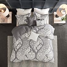 Madison Park Vienna 6-pc Printed Duvet Cover Set - Grey, Full/Queen