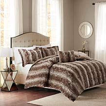 Madison Park Zuri  Faux Fur Comforter Set-Chocolate-F/Q