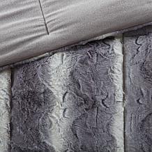 Madison Park Zuri  Faux Fur Comforter Set - Gray - F/Q