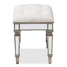 Marielle Fabric Upholstered Mirrored Ottoman Vanity Bench