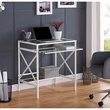 Marion Metal/Glass Small-Space Desk - White