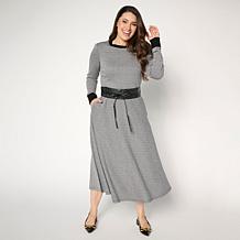 Nina Leonard Jacquard Long-Sleeve Mock-Neck Sheath Dress | HSN