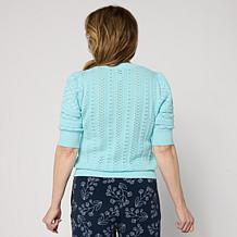 Mark & James by Badgley Mischka Puff Sleeve Pointelle Sweater