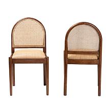 Maryland Dining Chair with Acacia Wood & Rattan, 18.5"W x 34.6"H
