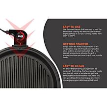 Maxi-Matic Elite Gourmet 12" Deluxe Indoor Grill w/Tempered Glass Lid